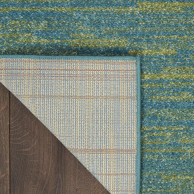 Nourison Home Nourison Essentials Blue Green 2'2" x 12' Area Rug - Easy Clean, Non Shedding, Bed Room, Living Room, Dining Room, Kitchen (12' Runner)