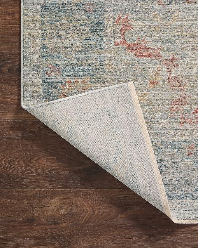 Loloi Magnolia Home by Joanna Gaines Millie Collection MIE-04 Slate/Multi 9'-6" x 9'-6", .25" Pile Height, Round Area Rug