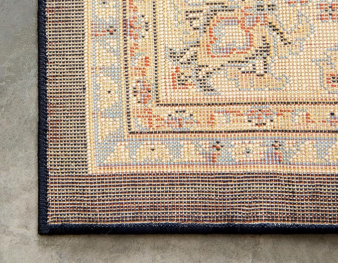 Unique Loom Sialk Hill Collection Area Rug - Washington (4' 1" x 6' 1" Rectangle Navy Blue/Cream)