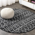 JONATHAN Y Boho Vintage Diamond Black/Ivory Round Area Rug 3 ft, Moroccan Hype for Living Room, Bedroom, Kitchen, Office, Easy-Cleaning, High Traffic, Pet-Friendly, Non-Shedding (MOH101D-3R)