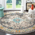 SAFAVIEH Monaco Collection Area Rug - 8'8" Round, Grey & Light Blue, Boho Chic Medallion Distressed Design, Non-Shedding & Easy Care, Ideal for High Traffic Areas in Living Room, Bedroom (MNC243G)