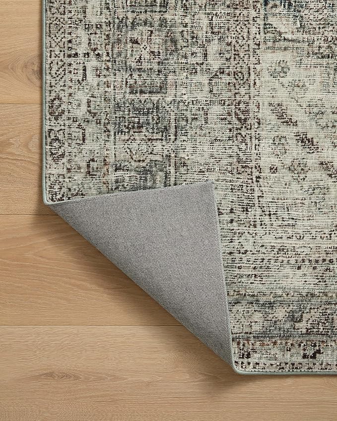 Loloi Magnolia Home by Joanna Gaines Sinclair Collection SIN-04 Natural/Sage 7'-6" x 9'-6", .25" Pile Height, Machine Washable, Area Rug