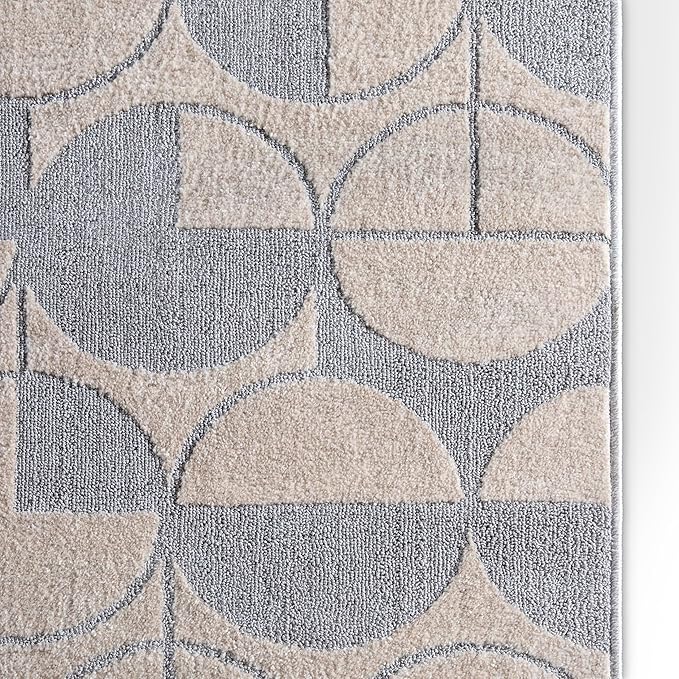 Well Woven Custom Size Hallway & Stair Runner- Harlow Harmony Ivory/Grey 27 Inches Wide x 70 Feet Long Runner (27" x 70') Runner Rug - Modern Geometric Pattern, Ultra-Soft, Easy-Clean