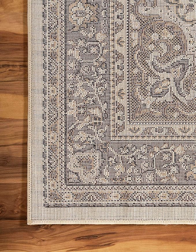 Unique Loom Reza Collection Traditional Persian Style Area Rug, 2 ft 2 in x 3 ft, Ivory/Brown