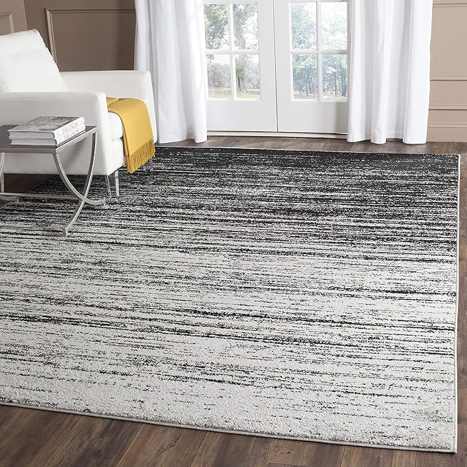 SAFAVIEH Area Rug 4x6 - Adirondack Collection - Silver & Black, Modern Ombre Design, Non Shedding & Easy to Clean, Ideal for Living Room, Bedroom, Office, Dining Space (ADR113A)