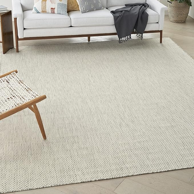 Nourison Home Courtyard Ivory Silver 7' x 10' Area Rug - Easy Clean, Non Shedding, Bed Room, Living Room, Dining Room, Kitchen (7' x 10')