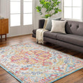 Livabliss Odelia Vintage Bohemian Area Rug,5'3" x 7'3",Orange/Aqua