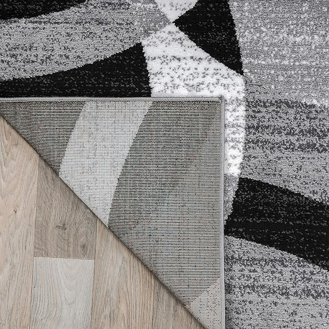 Rugshop Gray Modern Geometric Area Rug, Abstract Circles, High-Traffic, Non-Shedding, for Living Room, Bedroom and Home Office, 5'3" x 7'3"