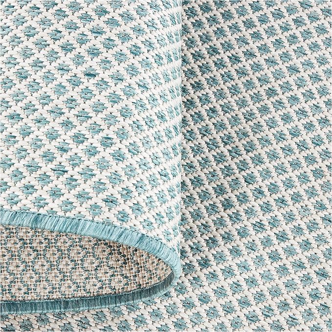 Nourison Home Courtyard Ivory Aqua 3' x 5' Area Rug - Easy Clean, Non Shedding, Bed Room, Living Room, Dining Room, Kitchen (3' x 5')