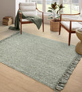 Collive Comfy Area Rug 4' x 6', Olive Green/Cream Woven Cotton Bedroom Rugs, Modern Indoor Accent Rug Floor Carpet with Tassel for Living Room, Nursery Room, Dining Room, Bedside, Office, Patio Decor