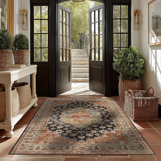 Area Rug Non Slip Machine Washable Ultra Soft Living Room/Bedroom/Kitchen/Outdoor/Classroom Maroon, 5'×7'