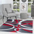 GLORY RUGS Modern Red Area Rug 4x6 Grey Swirls Carpet Bedroom Living Room Contemporary Dining Accent Sevilla Collection 4816A (Red)
