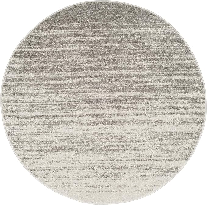 SAFAVIEH Adirondack Collection Area Rug - 8' Round, Light Grey & Grey, Modern Ombre Design, Non Shedding & Easy to Clean, Ideal for Living Room, Bedroom, Office, Dining Space (ADR113C)