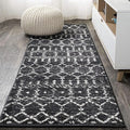 JONATHAN Y Boho Vintage Diamond Black/Ivory Runner Rug 2X14 ft, Moroccan Hype for Living Room, Bedroom, Kitchen, Office, Easy-Cleaning, High Traffic, Pet-Friendly, Non-Shedding (MOH101D-214)