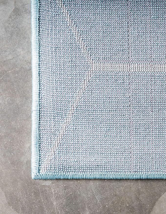 Unique Loom Trellis Frieze Collection Area Rug - Geometric (10' x 14' 1", Light Blue/ Ivory)