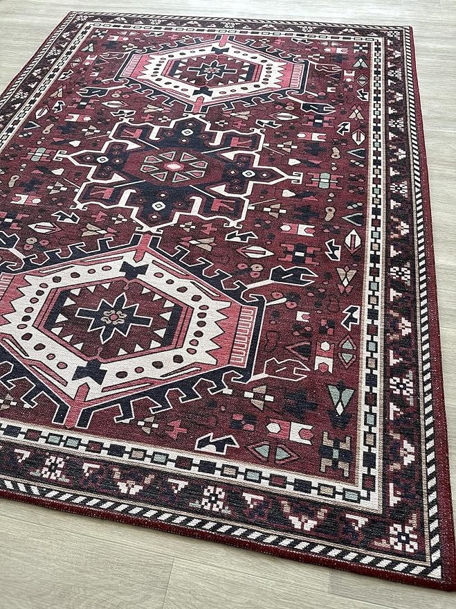 Fame Living Faded Oushak Rug, Turkish Vintage Floral Pastel Large Oversized Area Rugs for Living Room Dining Bedroom Kitchen Bathroom Nursery (848CrNv, 2' x 3')