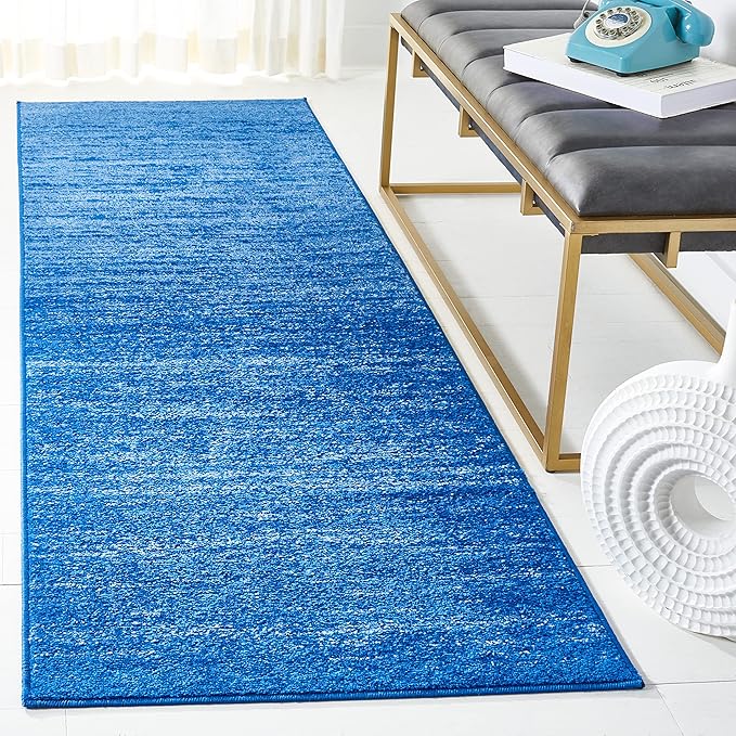 SAFAVIEH Adirondack Collection Runner Rug - 2'6" x 12', Light Blue & Dark Blue, Modern Ombre Design, Non Shedding & Easy to Clean, Ideal for Hallway, Foyer, Kitchen, Entryway, Bedroom (ADR113F)