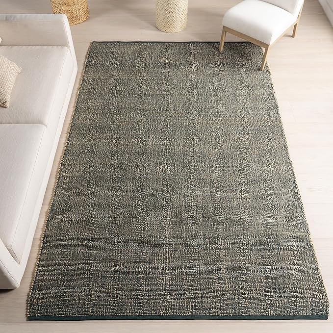 Nuloom Elfriede Handmade, Green/Natural, 6' x 9', Jute & Cotton, Textured and Earthy, High Traffic, Stain Resistant, Easy Clean, Durable Area Rug for Bedroom, Living Room, Dining, Entryway