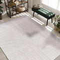 CAMILSON Micro Loop Rug 6x9 Modern Luxury Geometric Arch Area Rugs Soft High and Low Pile Stain Resistant Easy-Cleaning Non-Shedding for Living Room Office Indoor Carpet (6 x 9 / White)