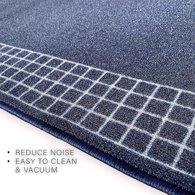 Custom Made Runner Rug for Kitchen Foyer Hallway Entry Choose Your Length 31 Inch Wide Geometric CheckeBlue Design Blue Color (34 feet x 31 Inch)