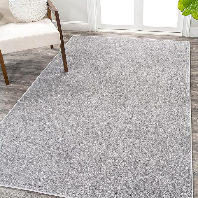 Eyely UES100K-6 Supersoft Haze Solid Low-Pile Indoor Area Rug, Coastal, Bohemian, Minimalist, Classic, Casual for Bedroom,Kitchen,Living Room,Non Shedding,Easy-Washing, Gray, 6 X 9