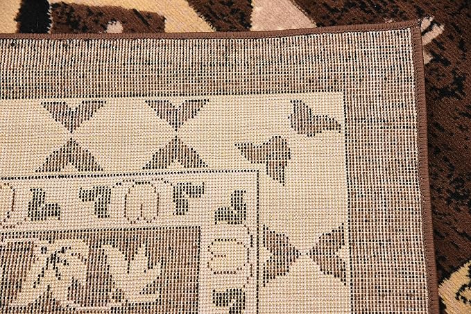 Unique Loom Taftan Collection Border Geometric Tribal Inspired Design Area Rug (8' 0 x 8' 0 Square, Brown/ Tan)