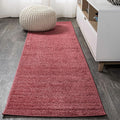 Eyely UES100E-214 Supersoft Haze Solid Low-Pile Indoor Runner Rug, Coastal, Bohemian, Minimalist, Classic, Casual for Bedroom,Kitchen,Living Room,Non Shedding,Easy-Washing, Red, 2 X 14