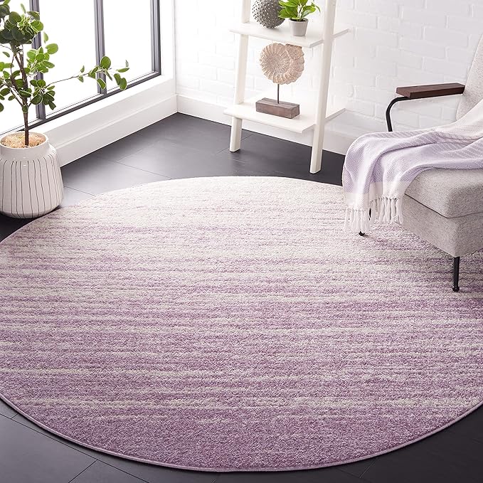 SAFAVIEH Adirondack Collection Area Rug - 4' Round, Cream & Purple, Modern Ombre Design, Non Shedding & Easy to Clean, Ideal for Living Room, Bedroom, Office, Dining Space (ADR113L)