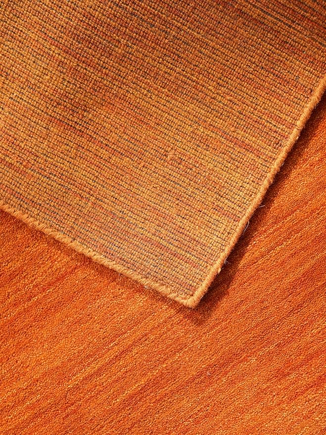 Rugsotic Carpets Hand Knotted Gabbeh Wool 9'x12' Area Rug Solid Orange L00111