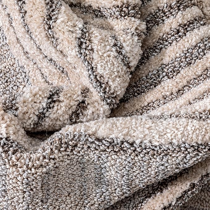 Well Woven Harlow Collection Briar Beige - Modern Tribal Minimalist Geometric 5x7 Area Rug - Ideal for Living Room, Dining Room & Bedroom - Durable, Stain Resistant & Easy to Clean