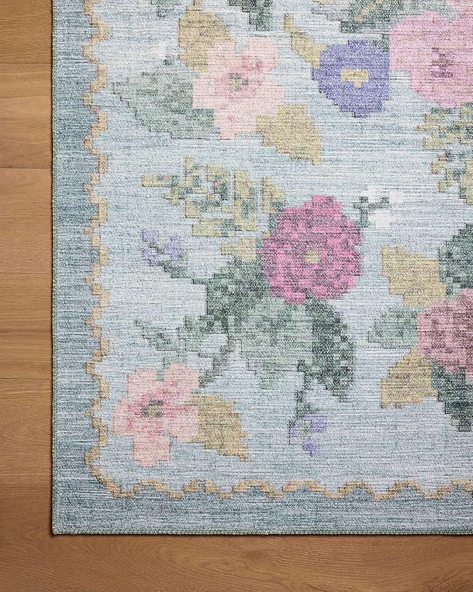 Loloi Rifle Paper Co. Rosa Collection RSA-02 Sky 7'-6" x 9'-6" Area Rug
