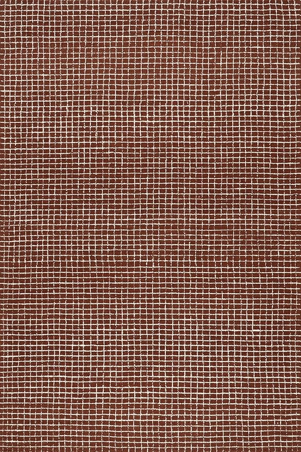Rugs USA Melrose Checked Wool Area Rug - 4x6 Area Rug Contemporary Chestnut/Ivory for Living Room Bedroom Dining Room Kitchen