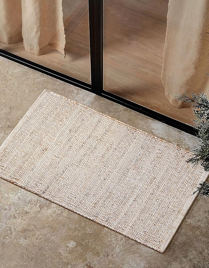 Savi Home Jute Cotton 24 x 36 Hand Woven Natural Farmhouse Area Rug for Living Room Bedroom Kitchen Hallway Entryway- Rustic Vintage Bohemian Decor