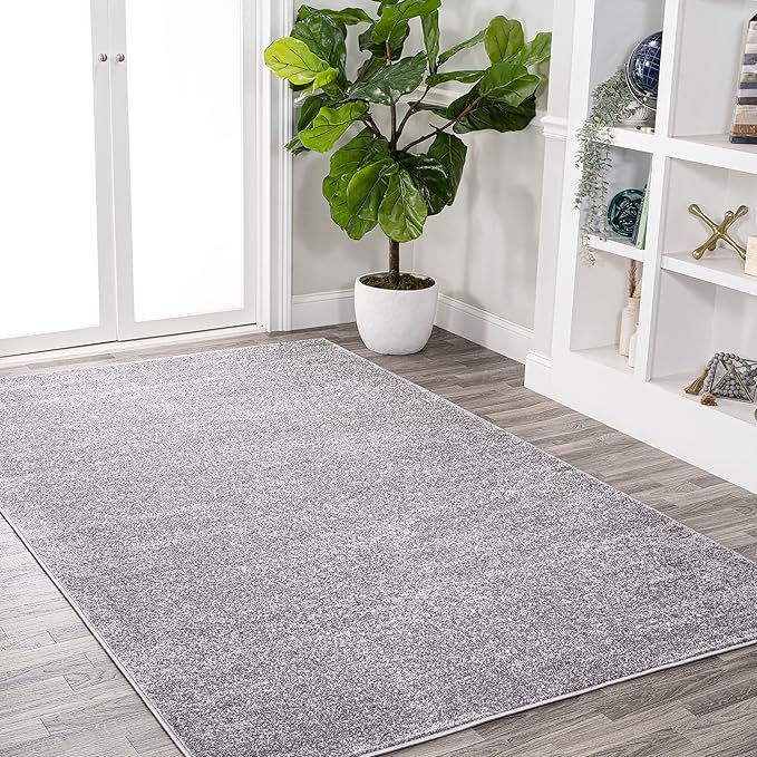 JONATHAN Y Haze Solid Low-Pile Gray Indoor Area Rug 6x9, Coastal,Bohemian,Minimalist,Classic, Easy-Cleaning for Living Room,Bedroom,Kitchen,Pet Friendly,Non-Shedding (SEU100A-6)