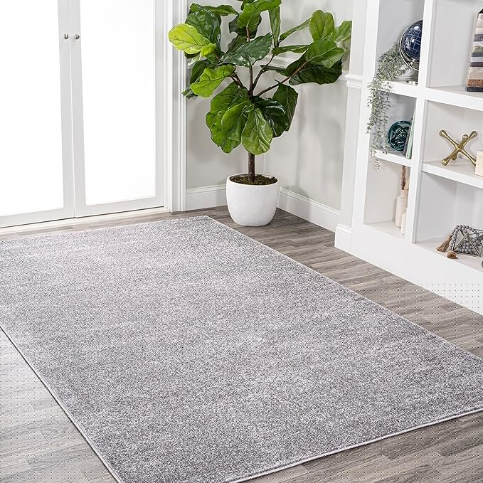 Eyely UES100A-4 Supersoft Haze Solid Low-Pile Indoor Area Rug Casual;Contemporary;Solid;Traditional, Bedroom, Kitchen, Living Room, Easy-Cleaning, Non-Shedding, 4 X 6, Gray