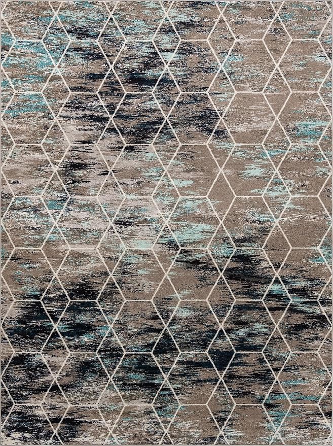 Unique Loom Trellis Frieze Collection Area Rug - Geometric (10' x 13', Blue Multi/ Ivory)