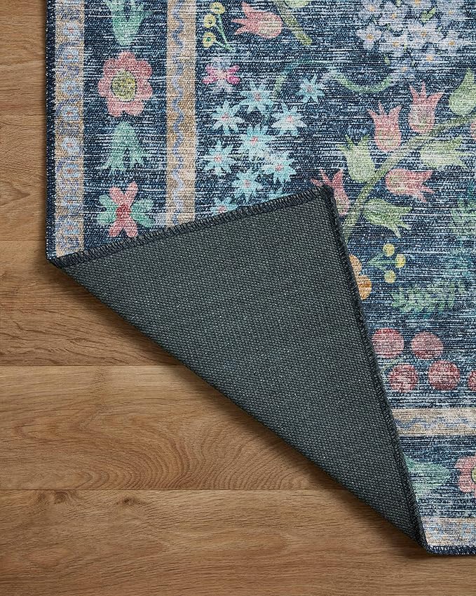 Loloi Rifle Paper Co. Maison Collection MAO-06 Blue/Multi 5'-0" x 5'-0" Round, .19" Pile Height, Accent Rug