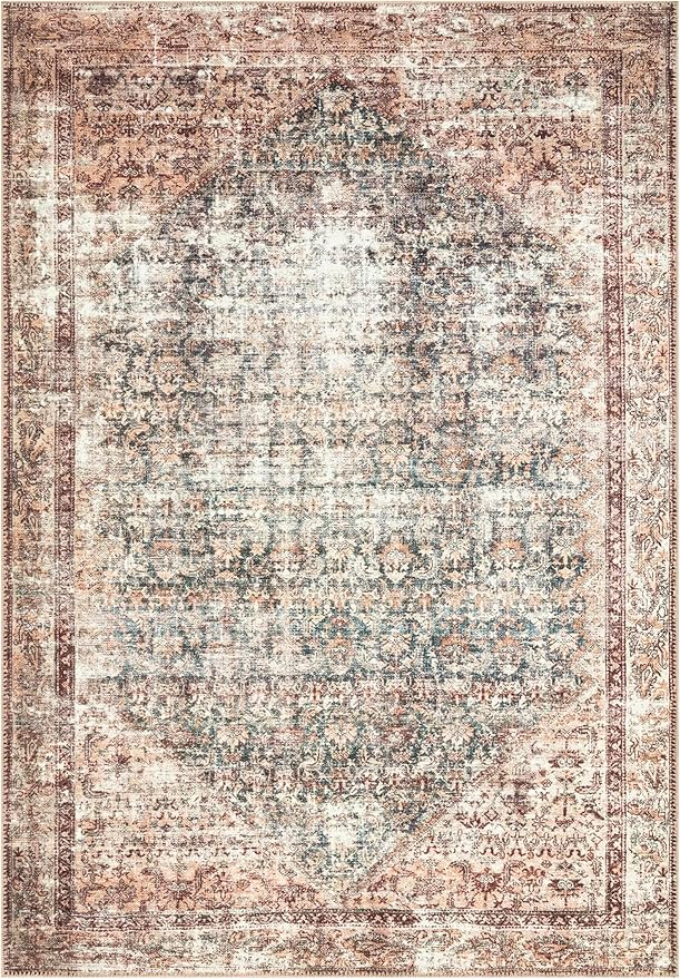 Keen Home Design 8x10 Rug - Machine Washable Area Rug with Non-Slip Backing, Ideal for Living Room, Dining Room, Bedroom - Vintage, Easy Clean, Durable, Low Pile - (8' x 10')
