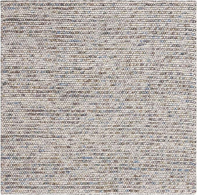 Safavieh Natura Collection Accent Rug - 3' Square, Ivory & Multi, Handmade Wool Blend, Textured Design, Ideal for Living Room, Bedroom, Dining Space (NAT620D)