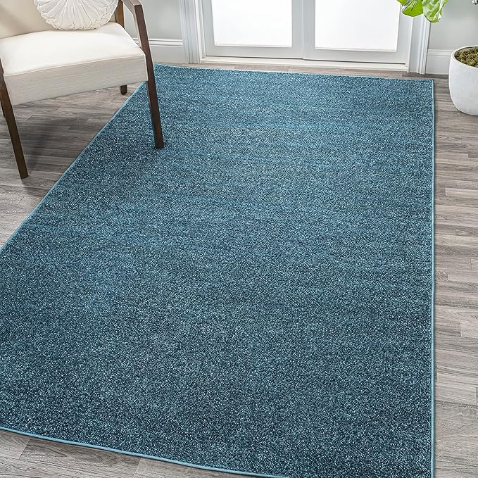 Eyely UES100H-8 Supersoft Haze Solid Low-Pile Indoor Area Rug Casual;Contemporary;Solid;Traditional, Bedroom, Kitchen, Living Room, Easy-Cleaning, Non-Shedding, 8 X 10, Turquoise