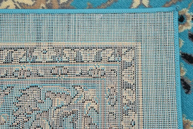 Unique Loom Sialk Hill Collection Area Rug - Washington (8' Square Turquoise/Black)