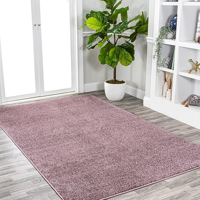 Eyely UES100R-14 Supersoft Haze Solid Low-Pile Indoor Area Rug, Coastal, Bohemian, Minimalist, Classic, Casual for Bedroom,Kitchen,Living Room,Non Shedding,Easy-Washing, Purple, 10 X 14
