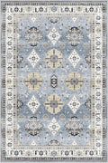 Dripex Vintage Washable Area Rug - 4x6 Distressed Rugs for Living Room Bedroom Oriental Medallion Floral Print Carpet Low-Pile Indoor Soft Non-Slip Accent Rug Farmhouse Office Home Decor