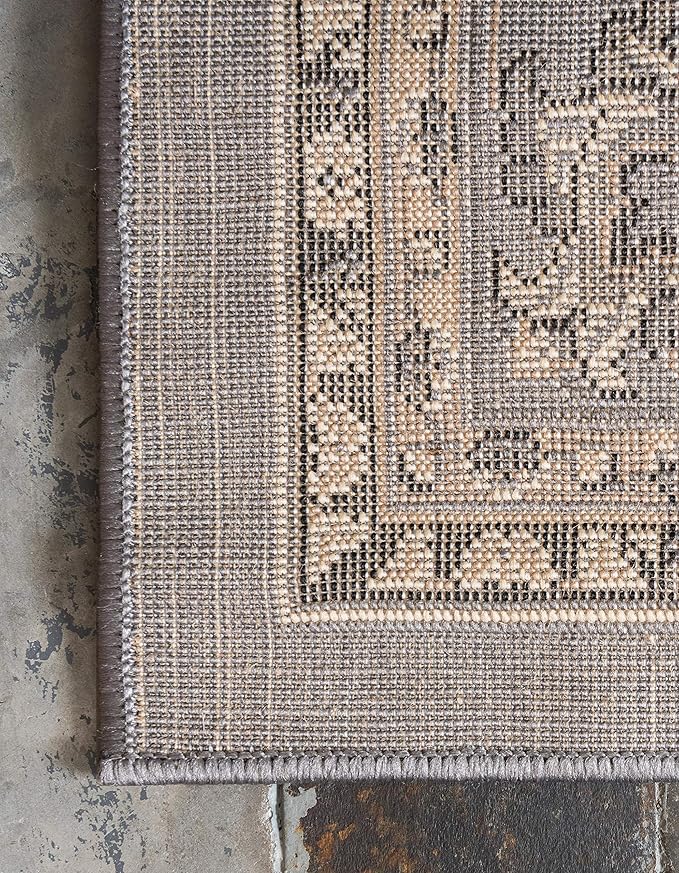 Unique Loom Sialk Hill Collection Area Rug - Washington (7' 1" x 10' Rectangle Gray/Black)