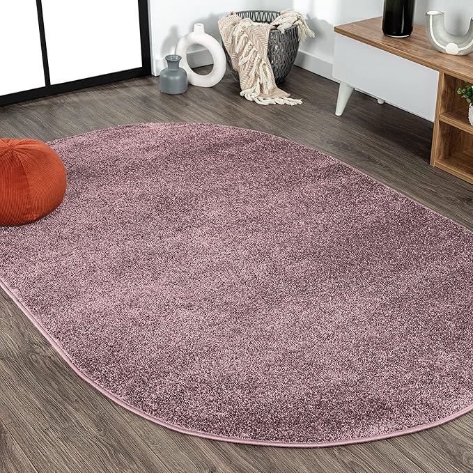 Eyely UES100R-5OV Supersoft Haze Solid Low-Pile Indoor Area Rug, Coastal, Bohemian, Minimalist, Classic, Casual for Bedroom,Kitchen,Living Room,Non Shedding,Easy-Washing, Purple, 5 X 8 Oval