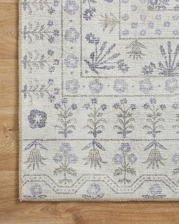 Loloi Rifle Paper Co. Maison Collection MAO-03 Rosette Ivory 3'-0" x 3'-0" Round, .19" Pile Height, Accent Rug