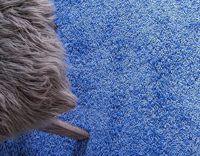 Unique Loom Solid Shag Collection Area Rug (2' 6" x 13' 1" Runner, Periwinkle Blue)