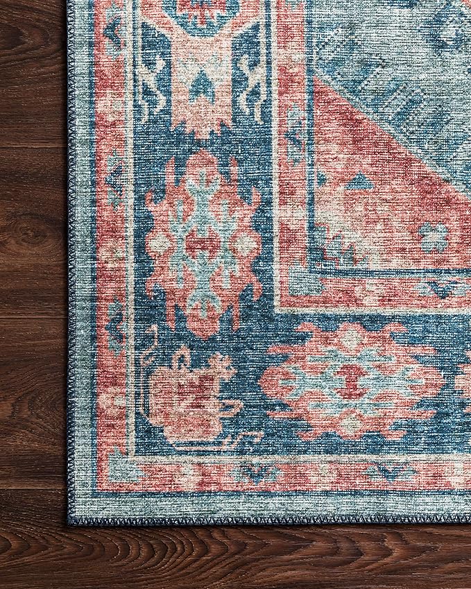 Loloi II Skye Collection SKY-03 Turquoise/Terracotta 6'-0" x 6'-0" Round Area Rug