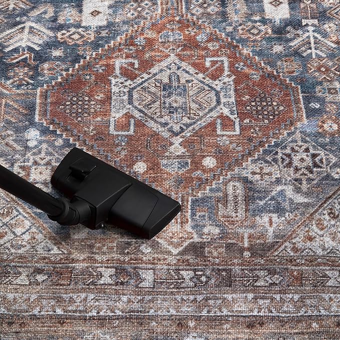 Keen Home Design 8x10 Rug - Machine Washable Area Rug with Non-Slip Backing, Ideal for Living Room, Dining Room, Bedroom - Vintage, Easy Clean, Durable, Low Pile - (8' x 10')