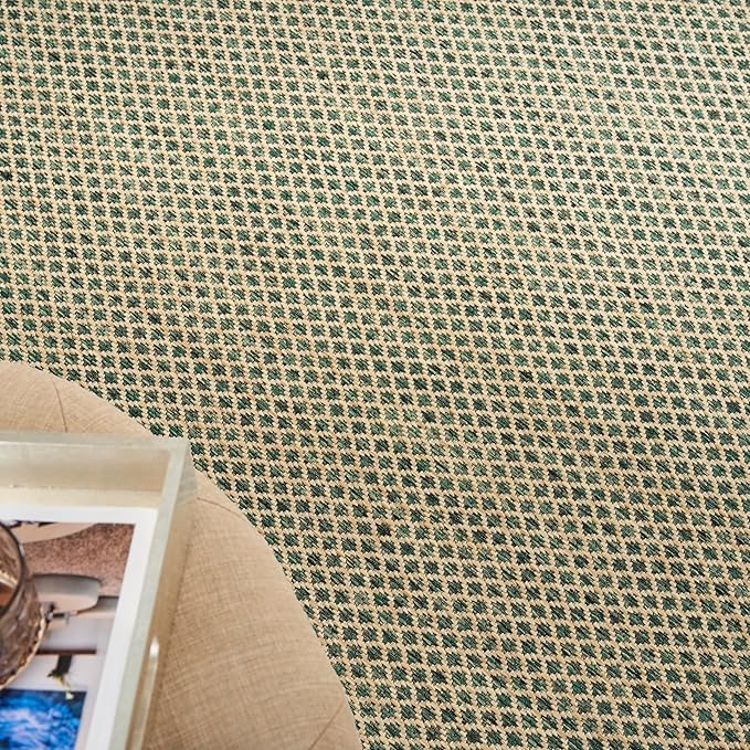 Nourison Home Courtyard Green 4' x 6' Area Rug - Easy Clean, Non Shedding, Bed Room, Living Room, Dining Room, Kitchen (4' x 6')